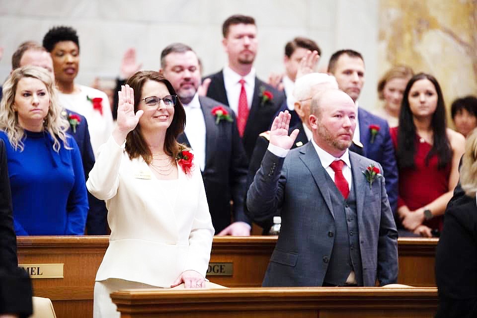 REP. JULIE MAYBERRY, being sworn in, now represents all of Grant County.