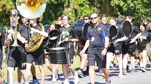 The 375-student strong yellowjacket band program celebrates its 100th anniversary making music in the Sheridan School District this year. The marching band is pictured here performing in this year’s Sheridan High School Homecoming parade.