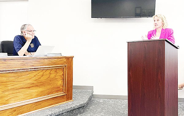 MADDI SMITH, a local resident who spends much of her time volunteering at the local dog shelter, spoke to Council members last week about concerns over recent euthanizations at the shelter. Photo by Gretchen Ritchey