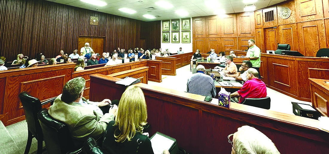 Glen Strong Sr. voices his opinions during the Grant County Quorum Court’s August meeting. (Photo: Gretchen Ritchey)