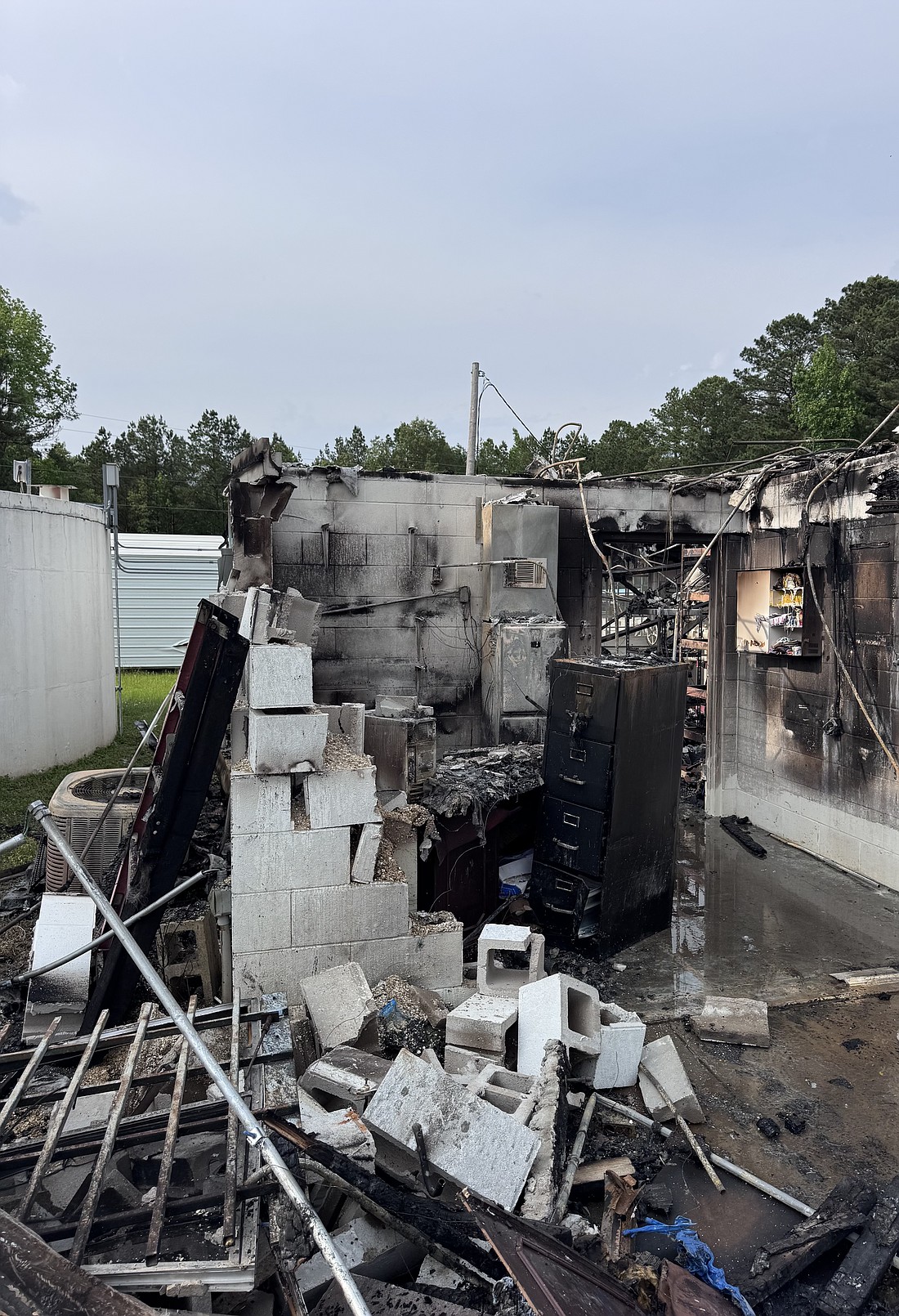 The South Sheridan Water Association treatment plant was damaged when lightning contributed to a fire that swept through the facility, shown here. (Photo: Byron Tate)