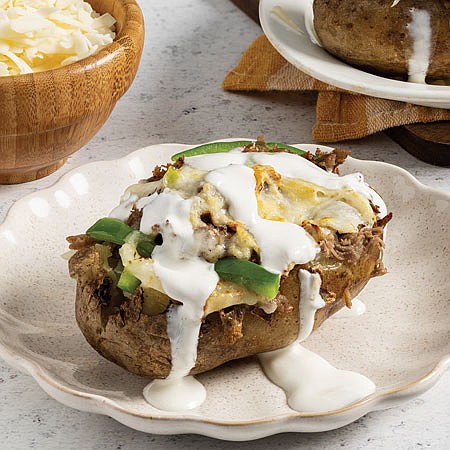 Loaded Philly Cheesesteak Baked Potato