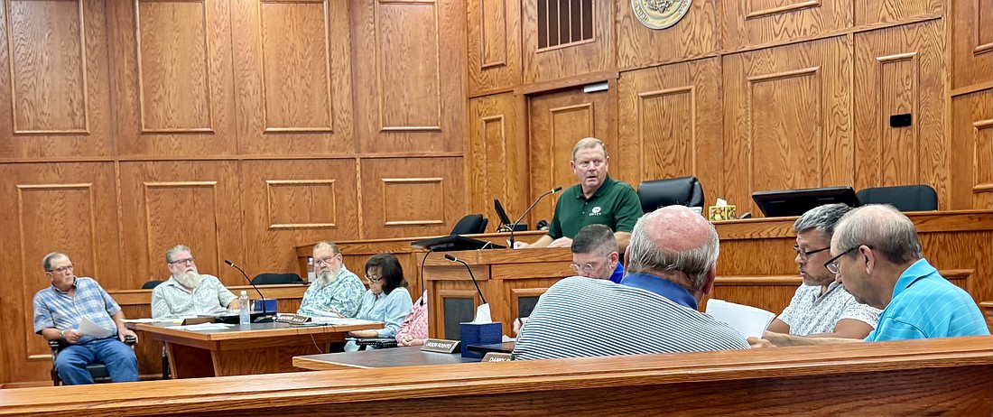 George Murray speaks to the Quorum Court, giving his opinions on a proposed data center. (Photo: Gretchen Ritchey)