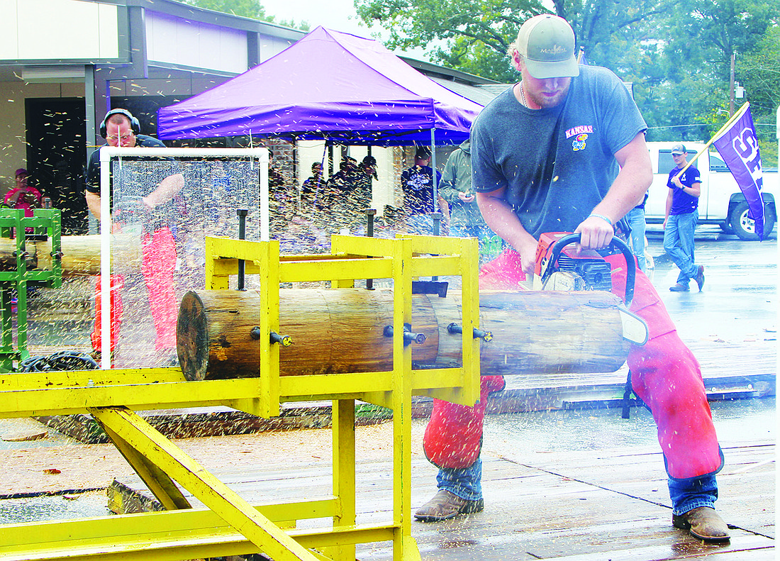 Levi Hale of Carthage, Mo. is shown competing in a chainsaw competition during the 2021 Timberfest. The 2025 Timberfest runs Oct. 3 and 4. (File photo: The Sheridan Headlight)