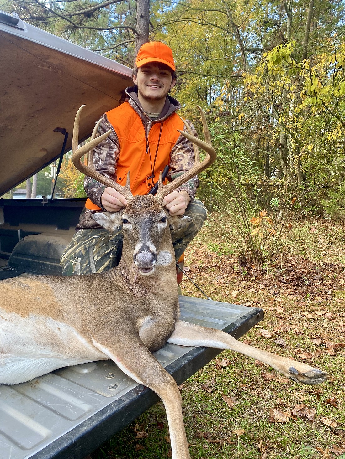 Cheryl Miller sent this photo in of her grandson, Charles Davis, who took this nice buck at the Celt Creek Hunting Club. (Send your hunting and fishing photos to info@thesheridanheadlight.com)