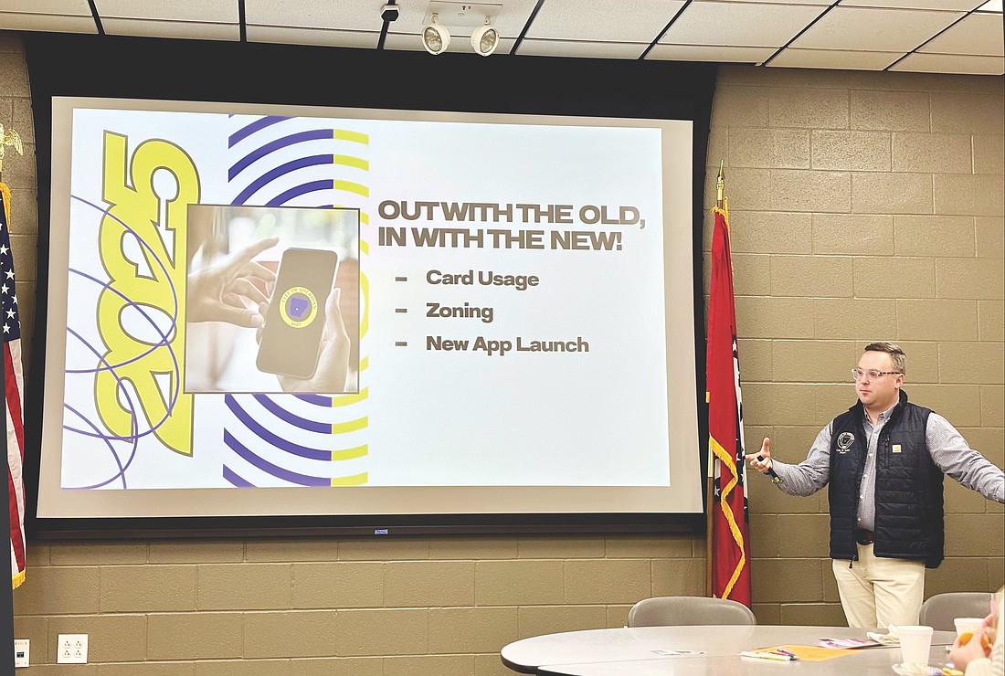 Sheridan Mayor Cain Nattin discusses a busy 2025 at the monthly Grant County Chamber of Commerce Breakfast held on Wednesday, Jan. 14.