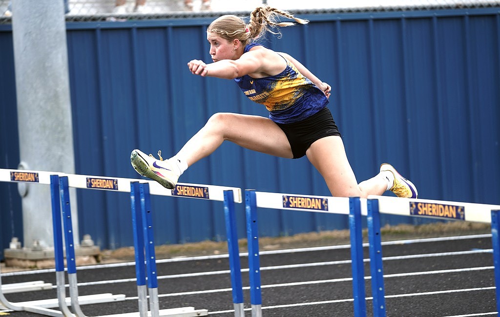 Sadie Sterritt won both the 100-meter and 300-meter hurdles during the 5A-South Conference track and field meet at Sheridan. Sheridan finished with five conference championships and had athletes qualify for the state meet in more than a dozen events. (Photo: Submitted)