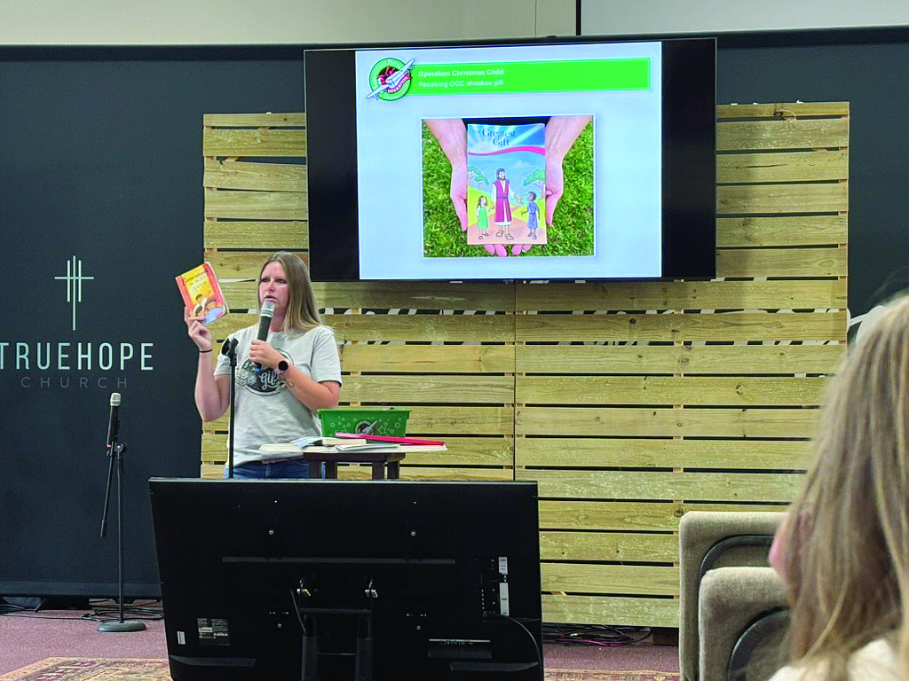 Elena Hagemeier shares the story of receiving an Operation Christmas Child shoebox as a young girl while living in an orphanage in the former Soviet Union. Hagemeier spoke Saturday at True Hope Church in Sheridan about how the gift brought her hope during a difficult time in her life.